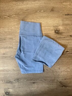 Aerie Matching Set Blue Bike Short With Crop Tube Top